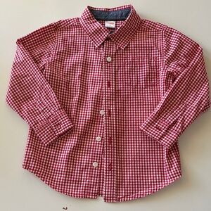 EUC boys red Checkered Button-Up Shirt 4T